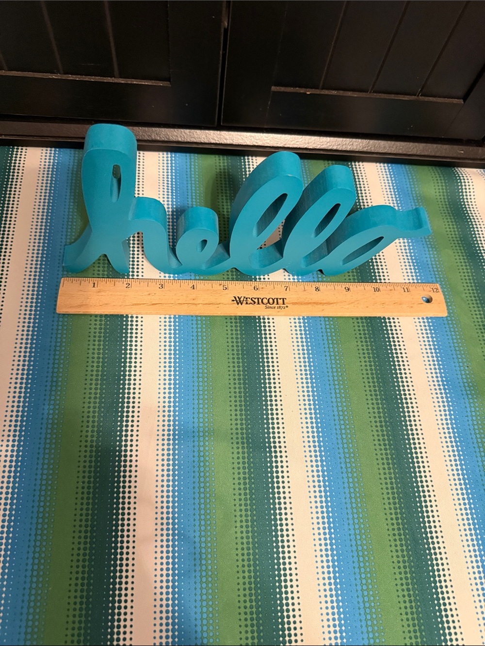 Blue "hello" Script Sign - Home Decor - Picture 5 of 6